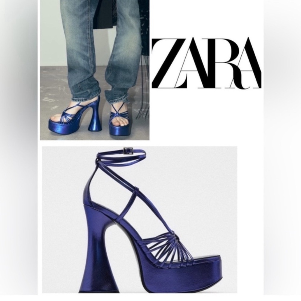 Zara Women's Blue Platform Heels
